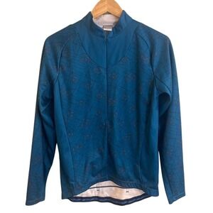 Nike Half Zip Woman's Blue Cycling Jacket Long Sleeve Reflective Teal Large